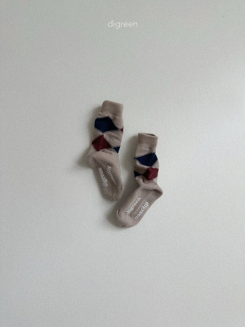 digreen / argyle socks【for kids】