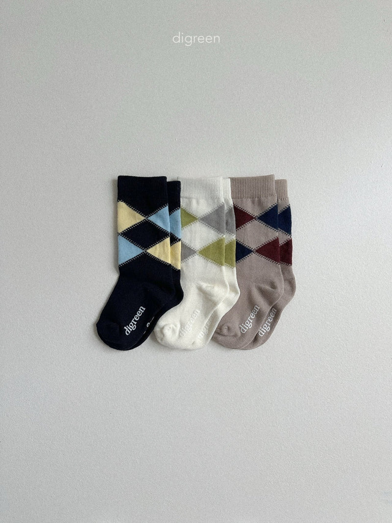 digreen / argyle socks【for kids】