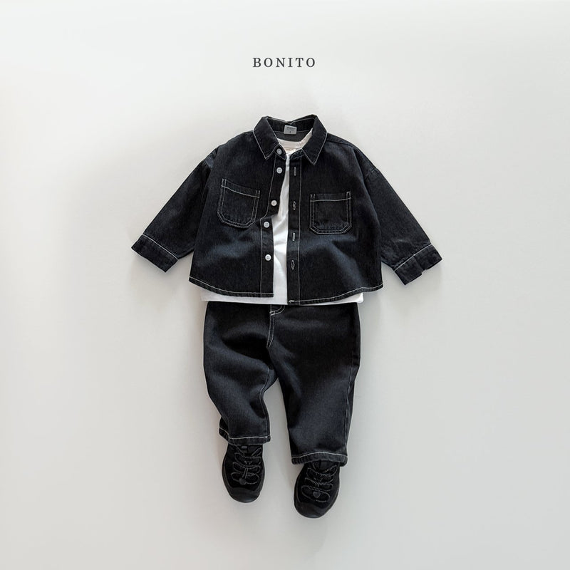 bonito / denim stitch shirt【for kids&Jr.】