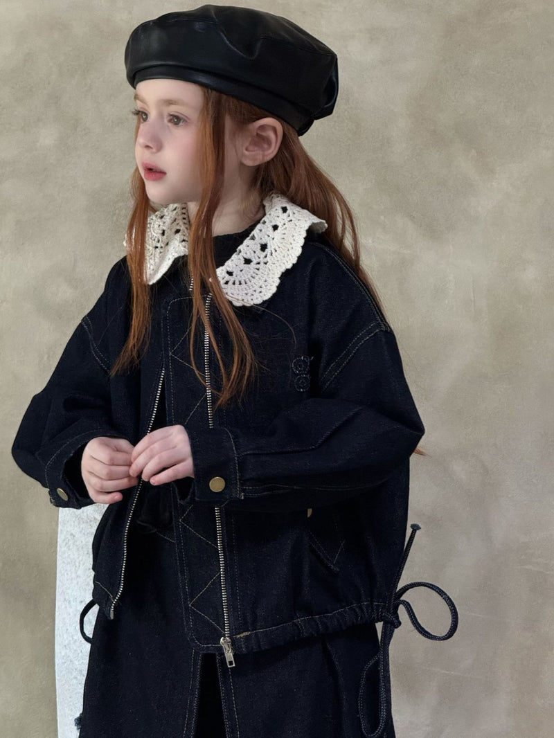 otaly / crochet collar denim jacket【for kids , jr】