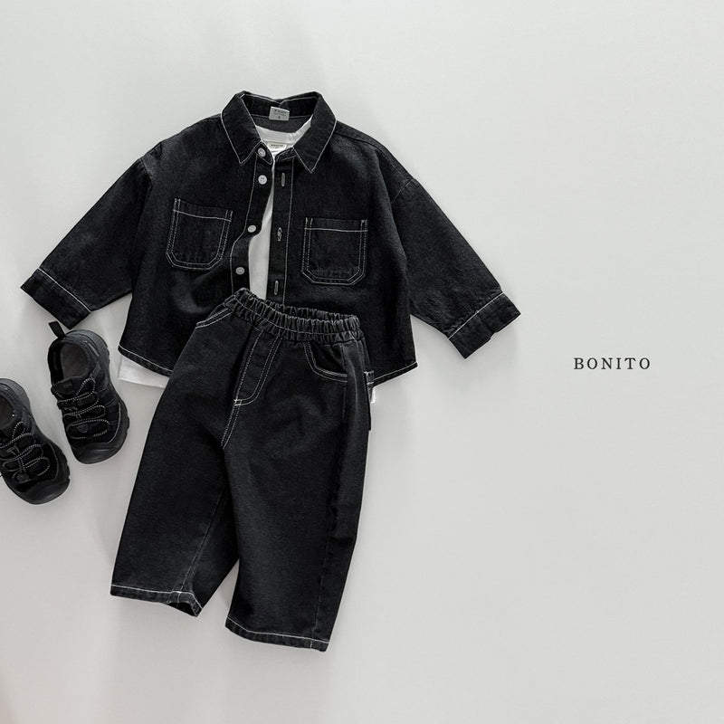 bonito / denim stitch shirt【for kids&Jr.】