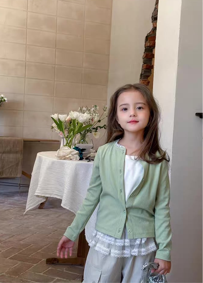 lace collar cardigan 【for kids&Jr.】