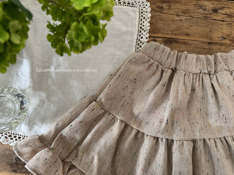 la camel  / tweed skirt【for  kids】