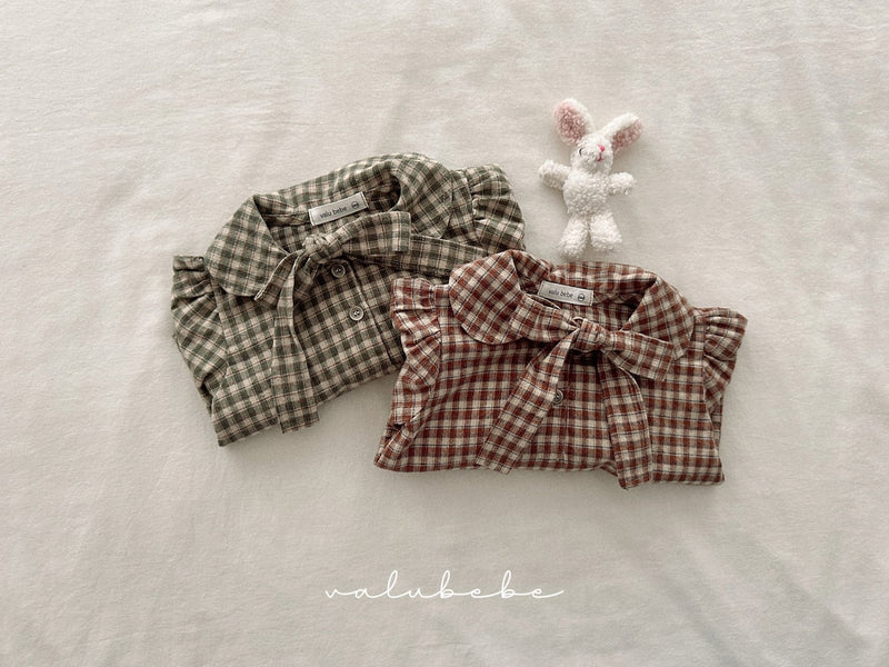 valubebe / check ribbon blouse【for baby, kids 】