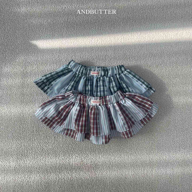 andbutter / check cancan skirt【for kids】