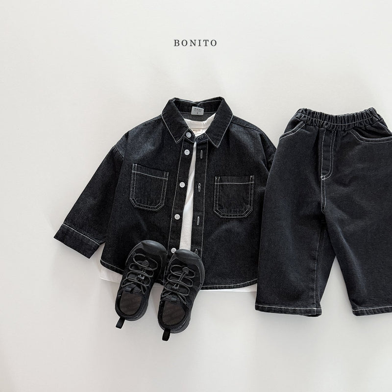 bonito / denim stitch shirt【for kids&Jr.】