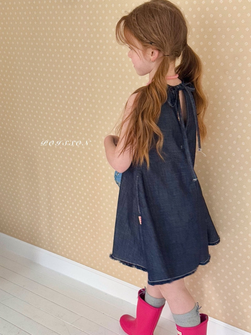 poisson / romy denim onepiece【for  kids &Jr.】