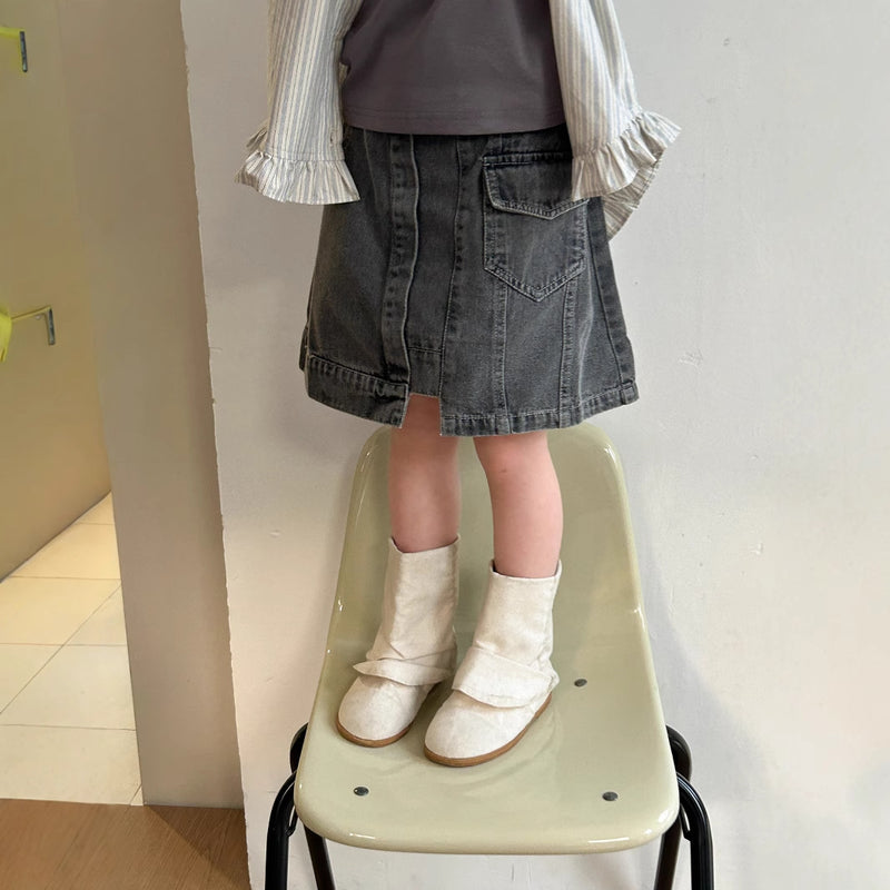 unbalance denim skirt【for kids &  Jr.】