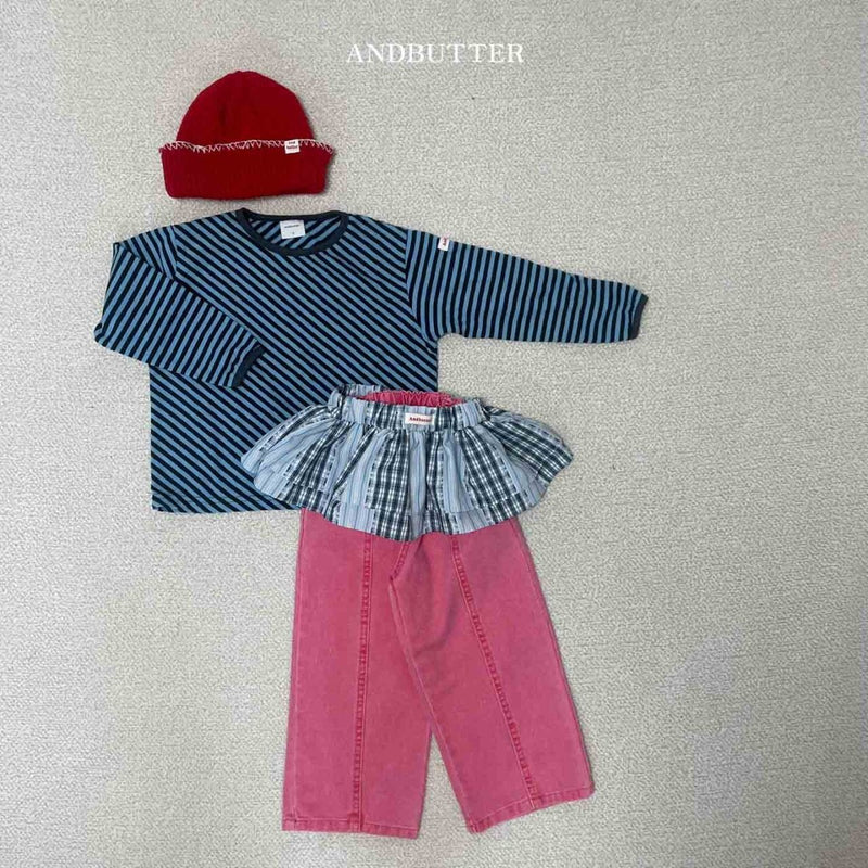 andbutter / check cancan skirt【for kids】