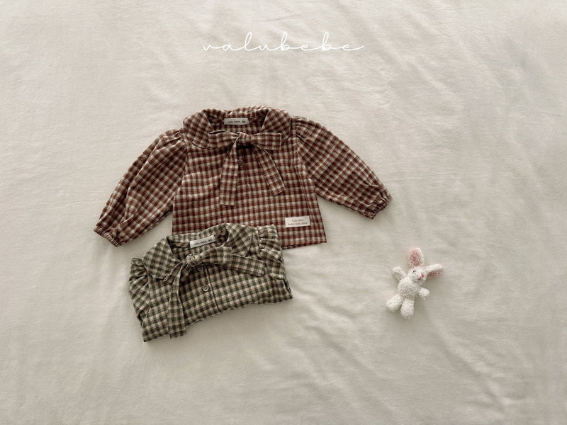 valubebe / check ribbon blouse【for baby, kids 】