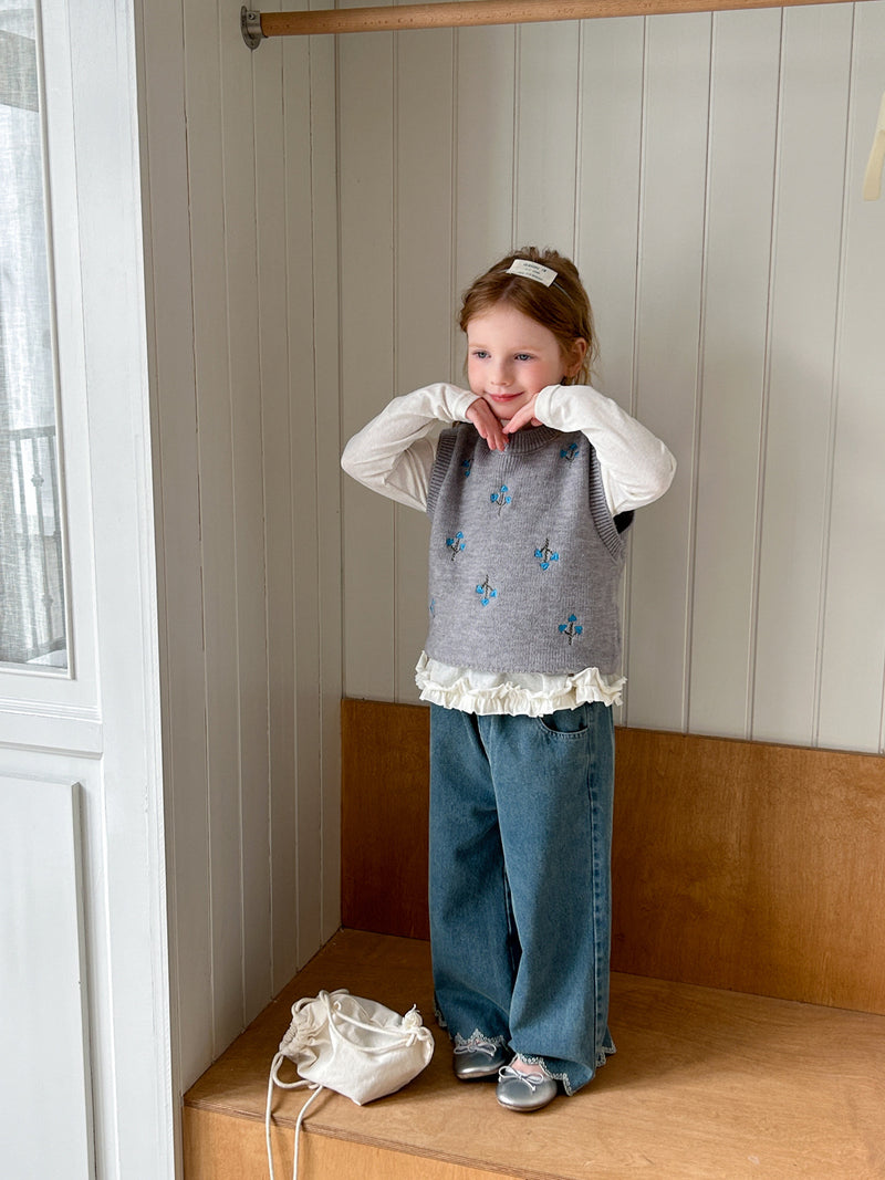 flower knit vest【for kids &  Jr.】