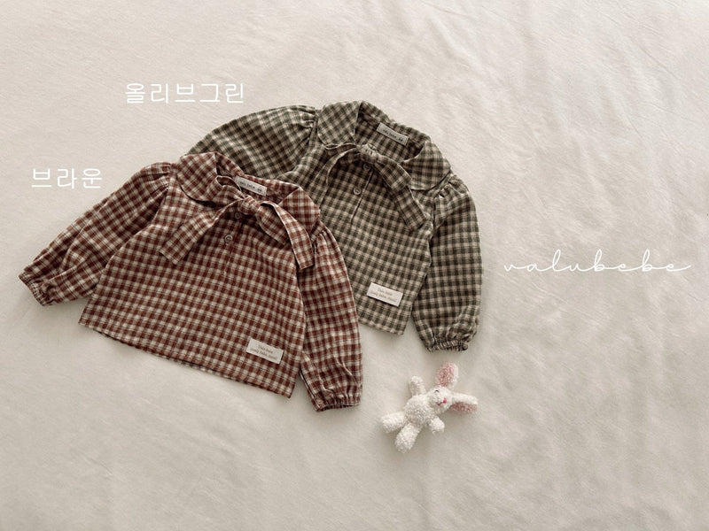 valubebe / check ribbon blouse【for baby, kids 】