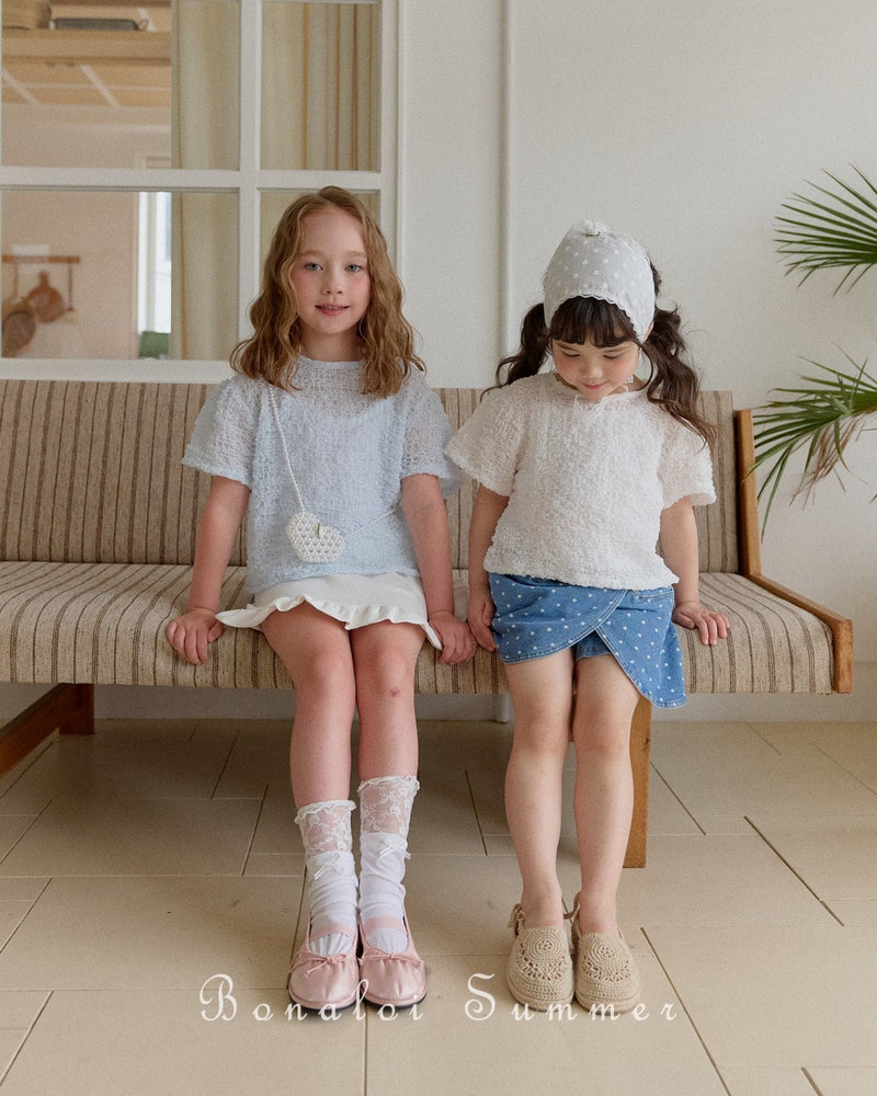 bonaloi / bubble ribbon blouse 25ss【for kids&Jr.】