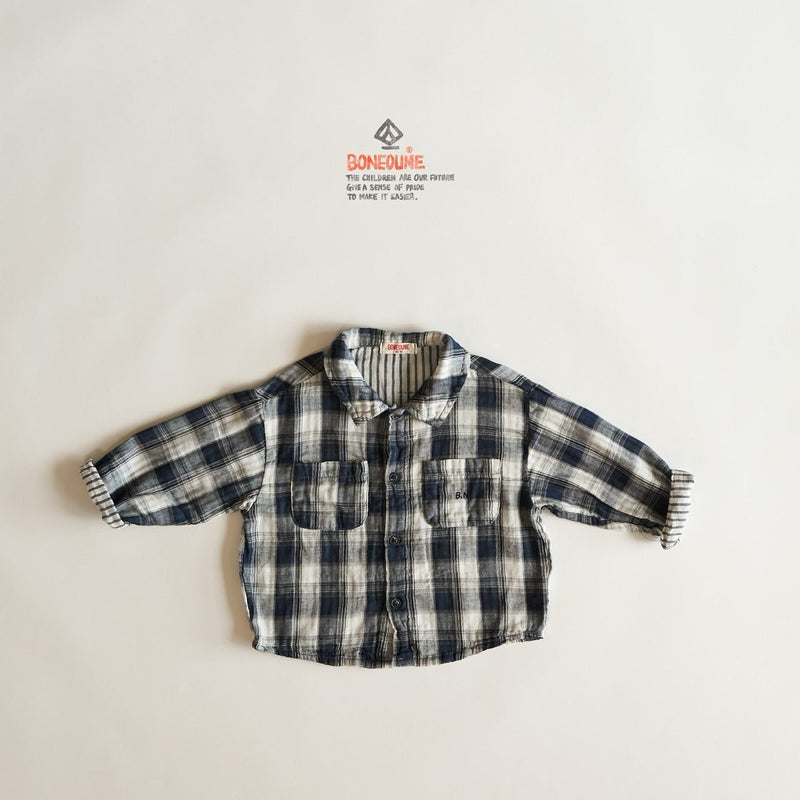 boneoune / double check shirt【for kids, Jr. 】