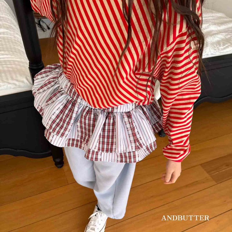 andbutter / check cancan skirt【for kids】