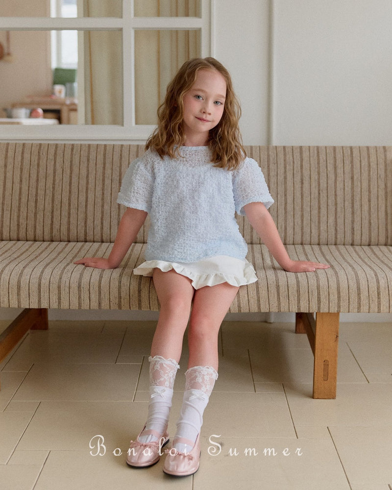 bonaloi / bubble ribbon blouse 25ss【for kids&Jr.】