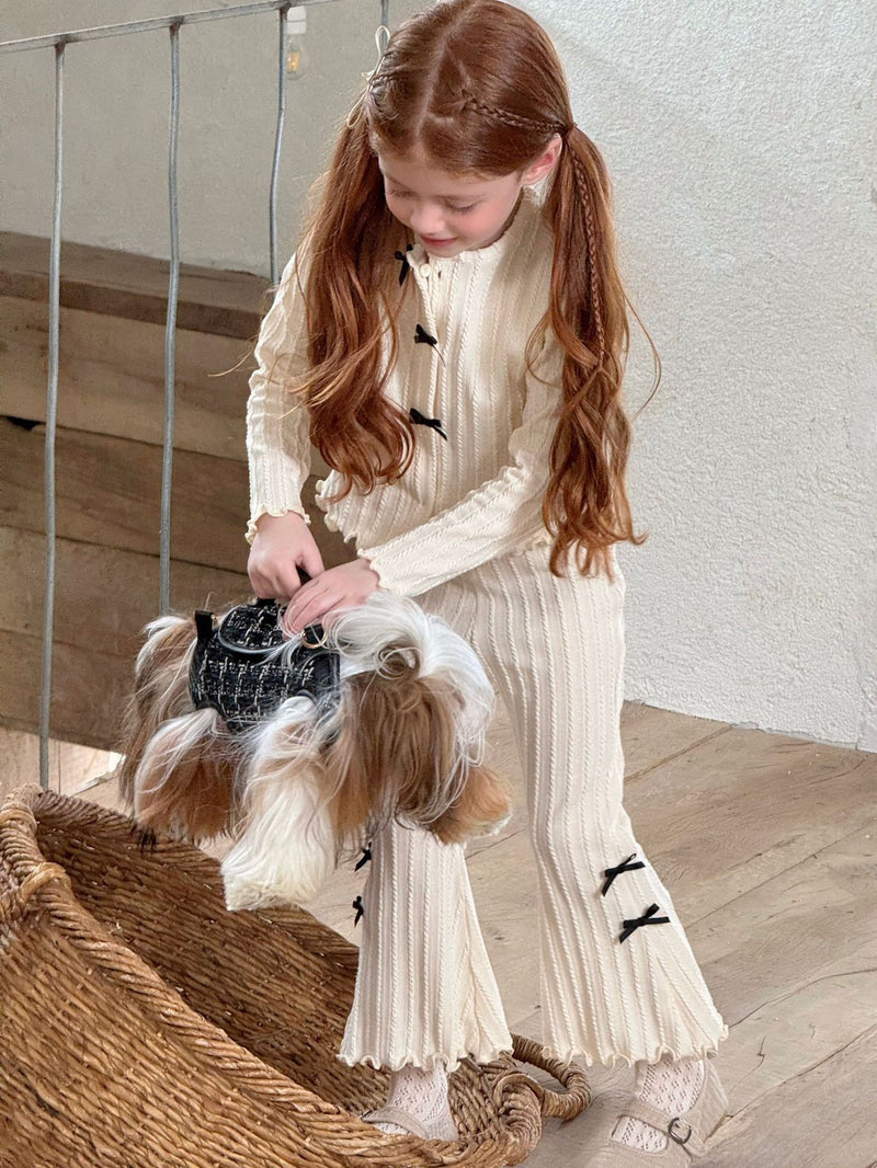 otaly / ribbon cardigan pants set【for kids , jr】(no.5699)