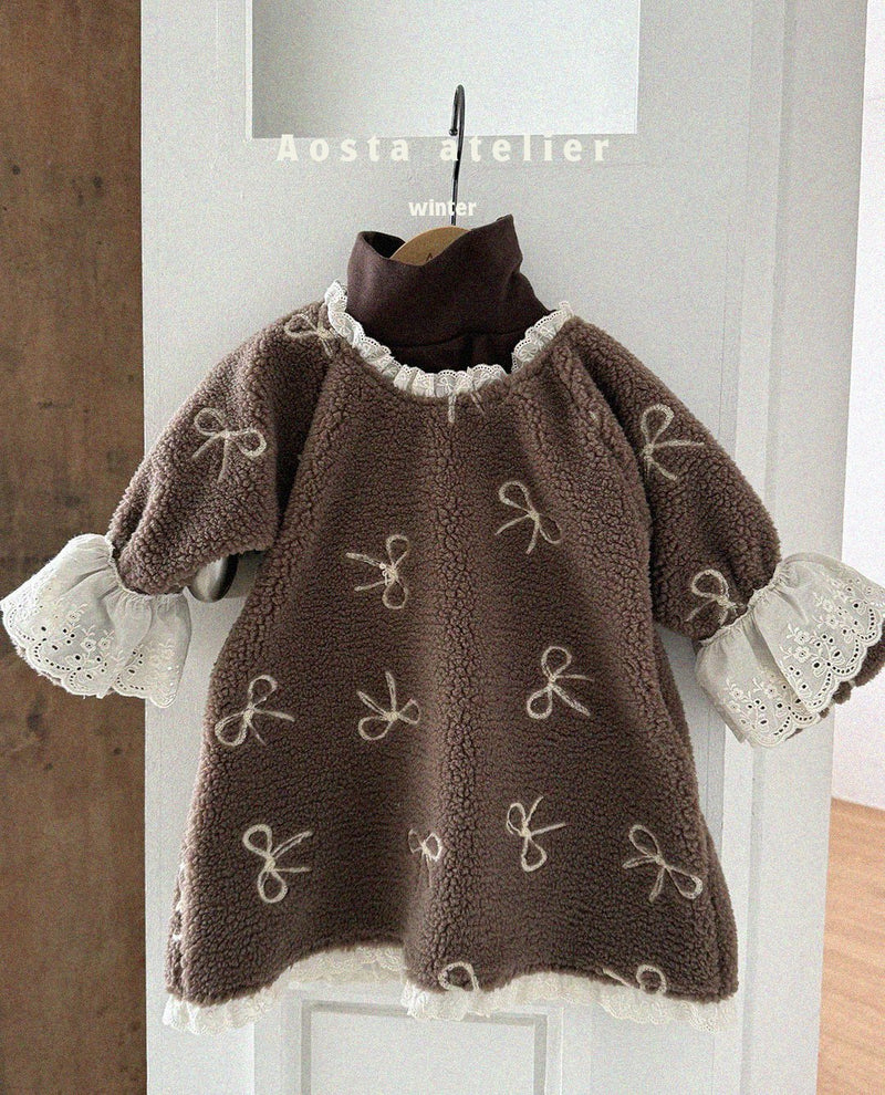 aosta / ribbon fur dress