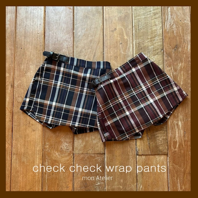 mon atelier / check check wrap pants