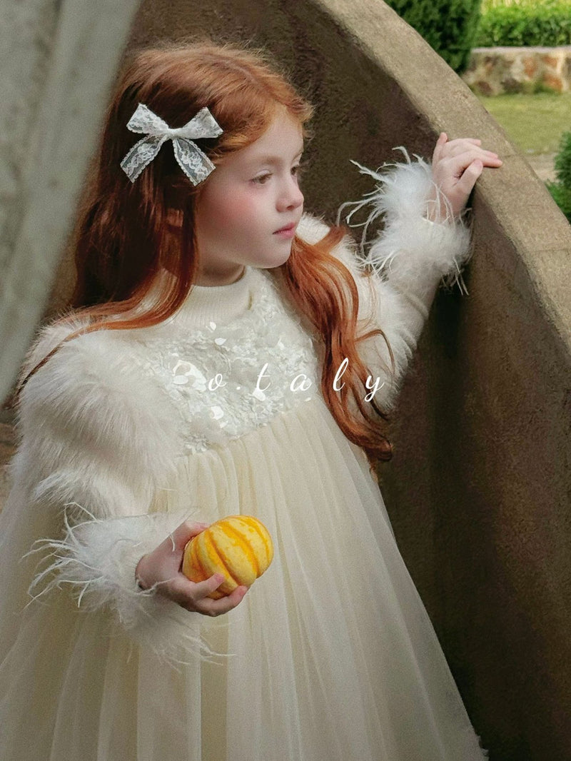 otaly / fur tulle dress【for kids , jr】