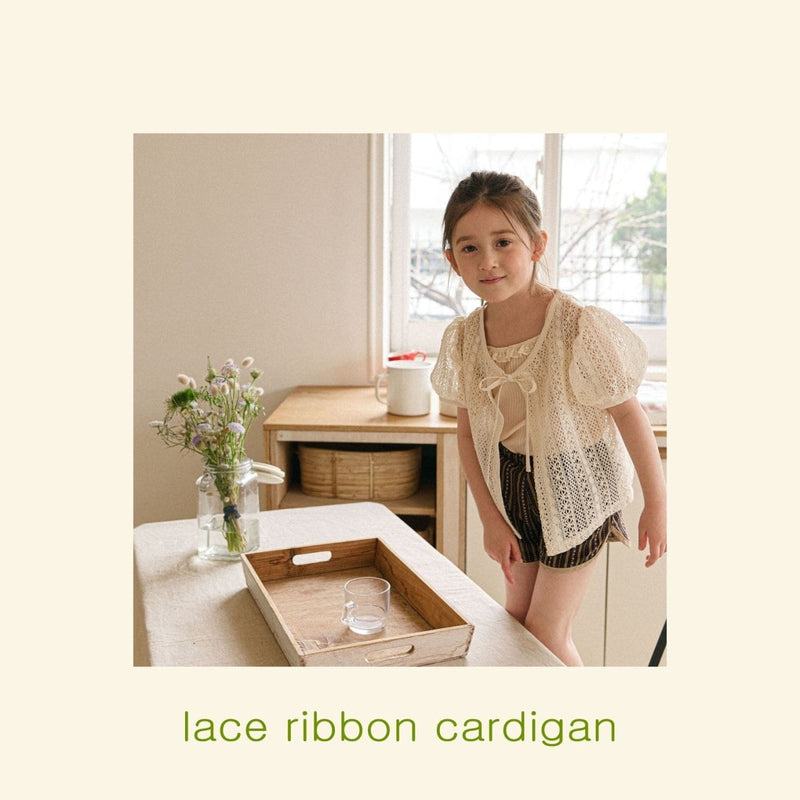 mon atelier / lace ribbon cardigan