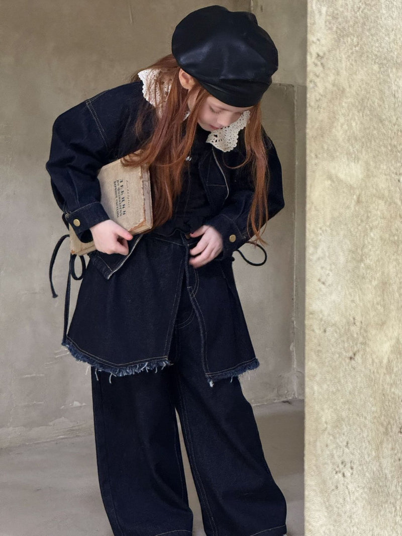 otaly / crochet collar denim jacket【for kids , jr】