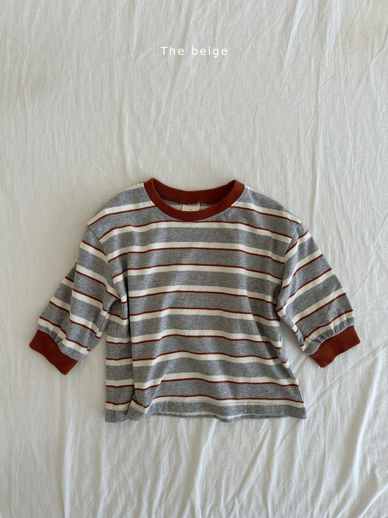 the beige / mulch stripe tee