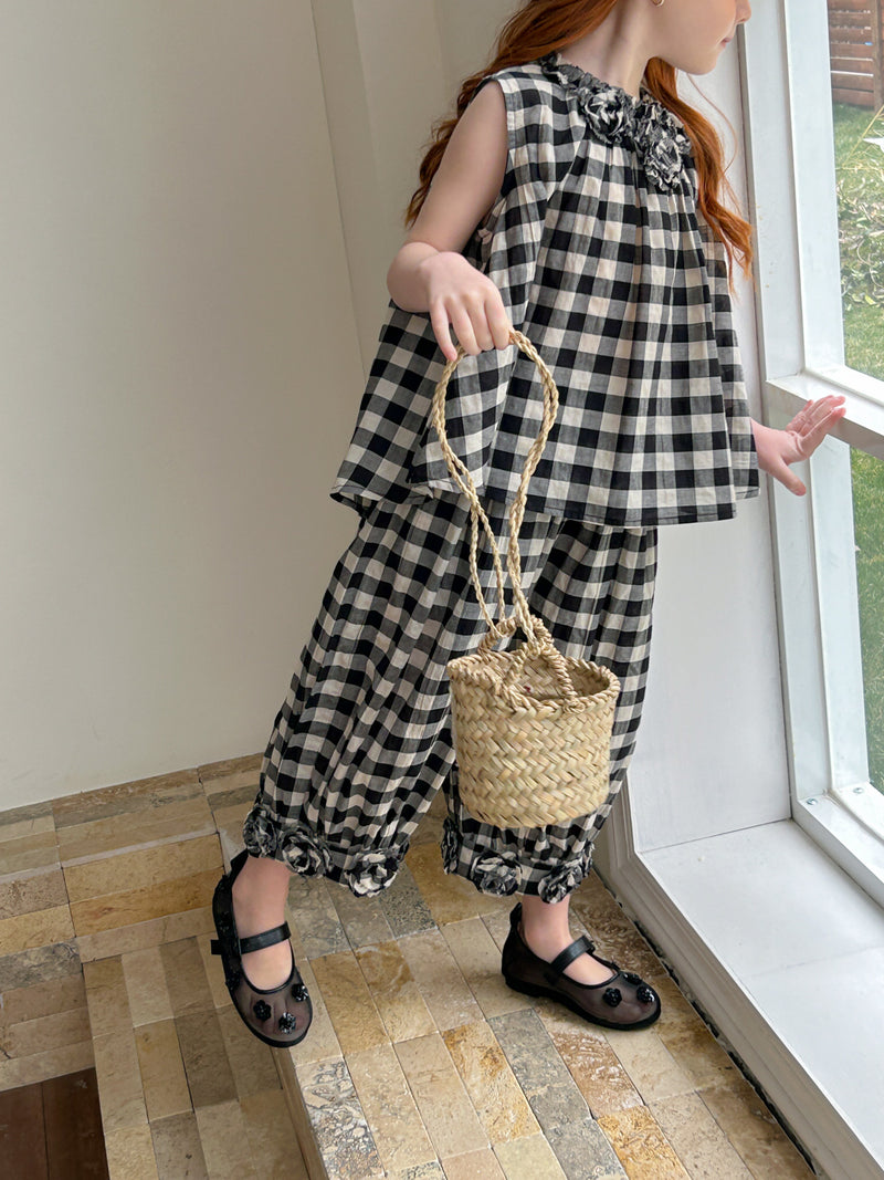 rose gingham check setup 【for kids&Jr.】