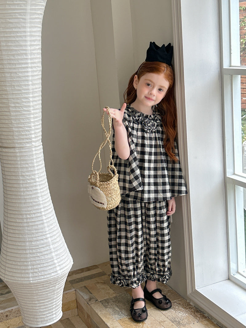 rose gingham check setup 【for kids&Jr.】