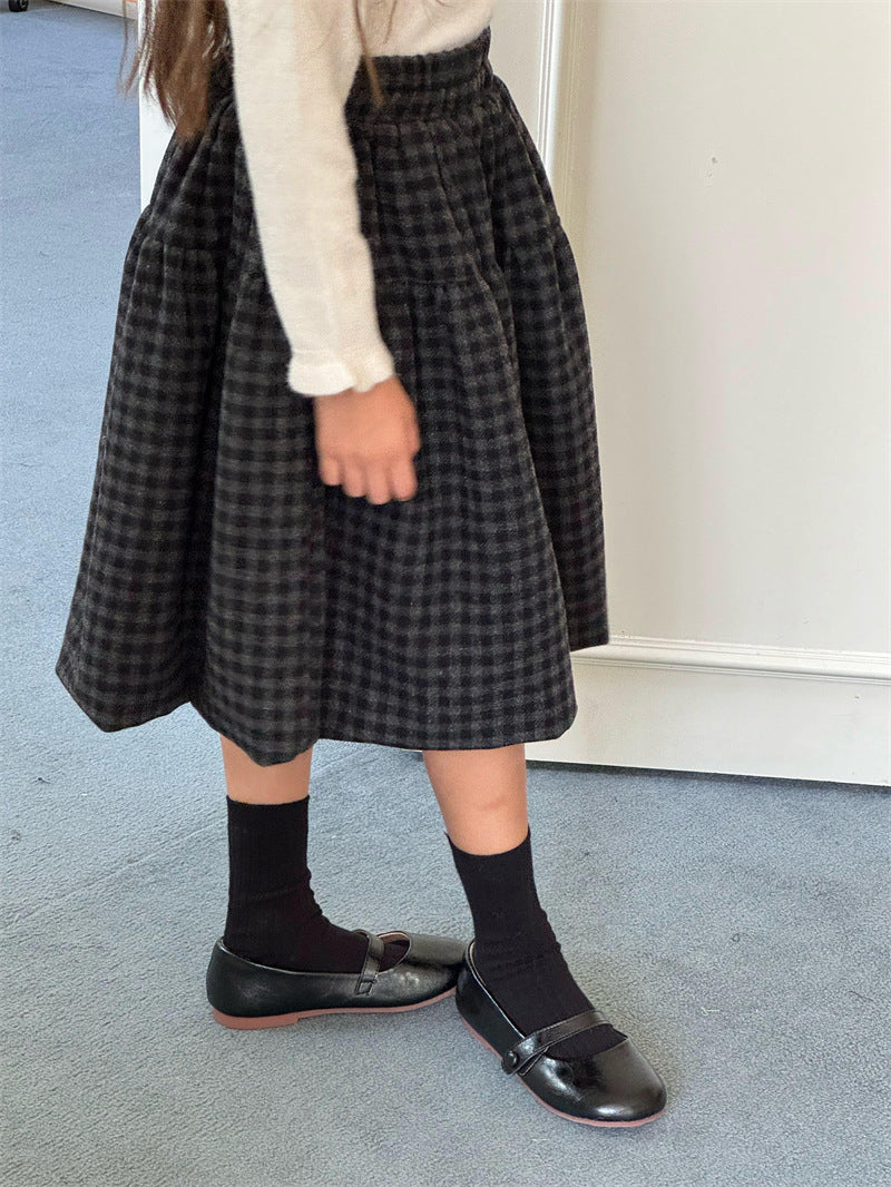 cheng le  / brushed check skirt【for kids , jr】