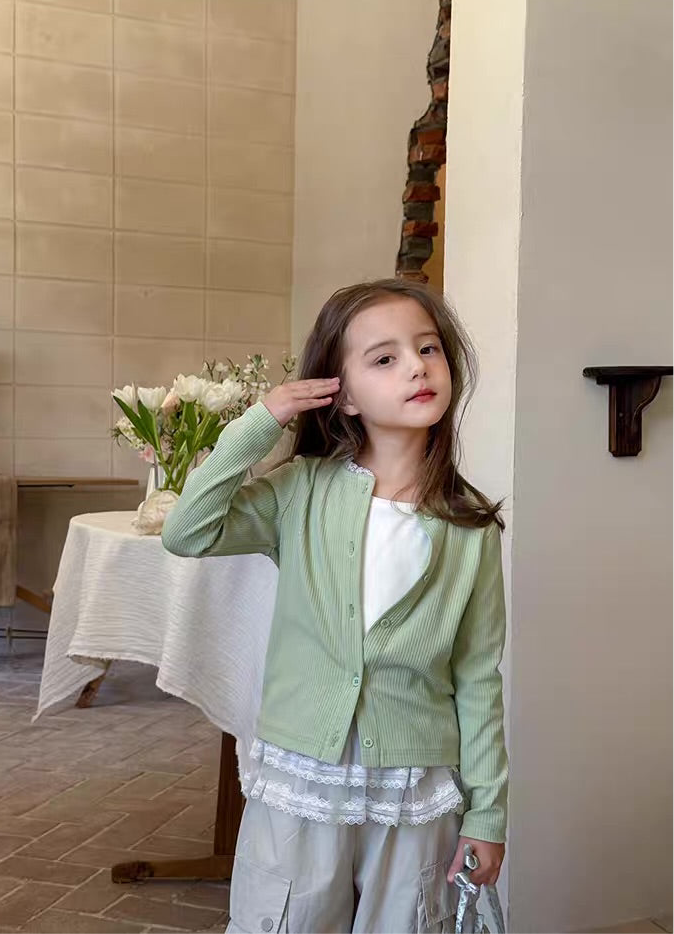 lace collar cardigan 【for kids&Jr.】