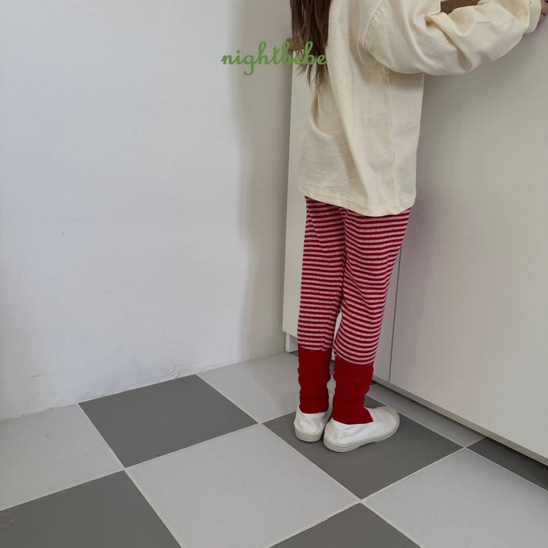 nightbebe / stripe eyelet leggings【for kids】