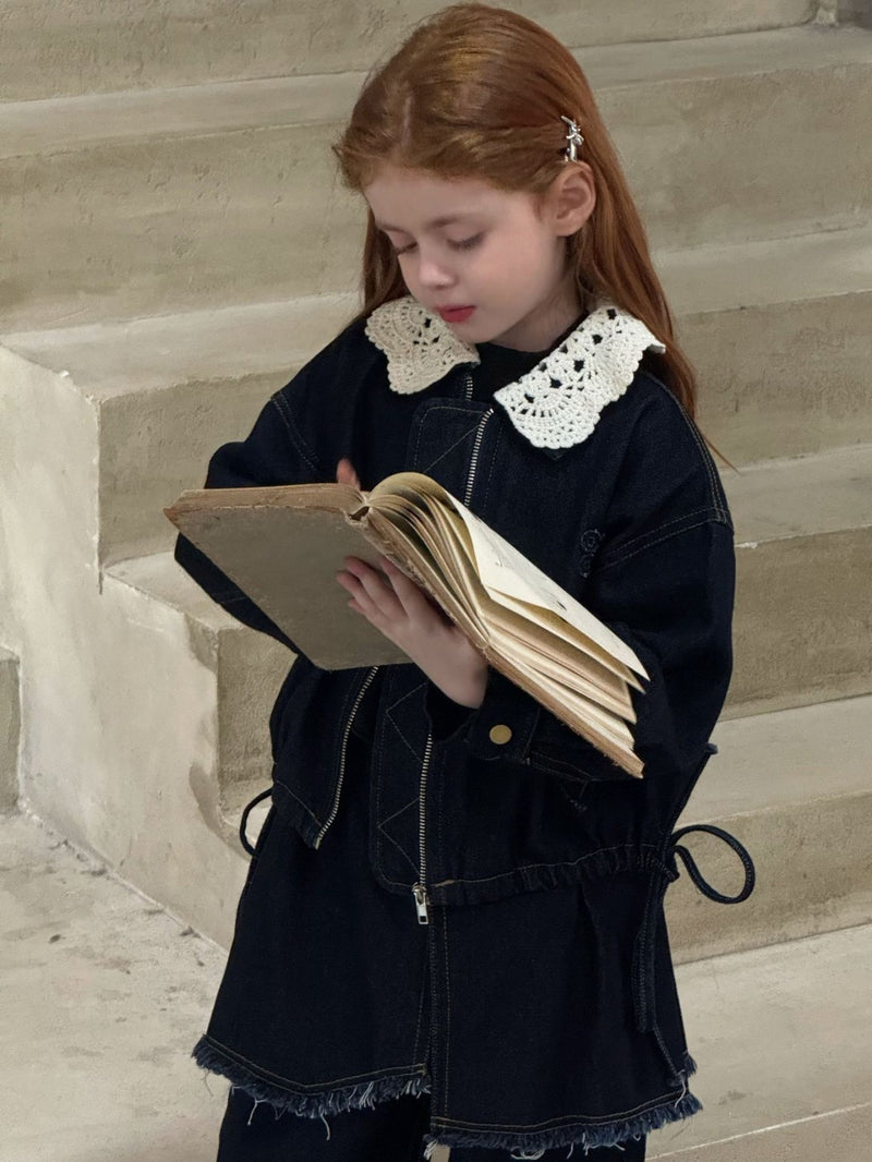 otaly / crochet collar denim jacket【for kids , jr】
