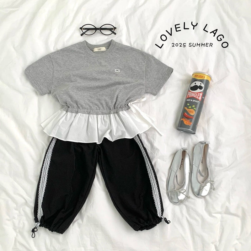 lago / frill string long t【for kids, jr &mom】