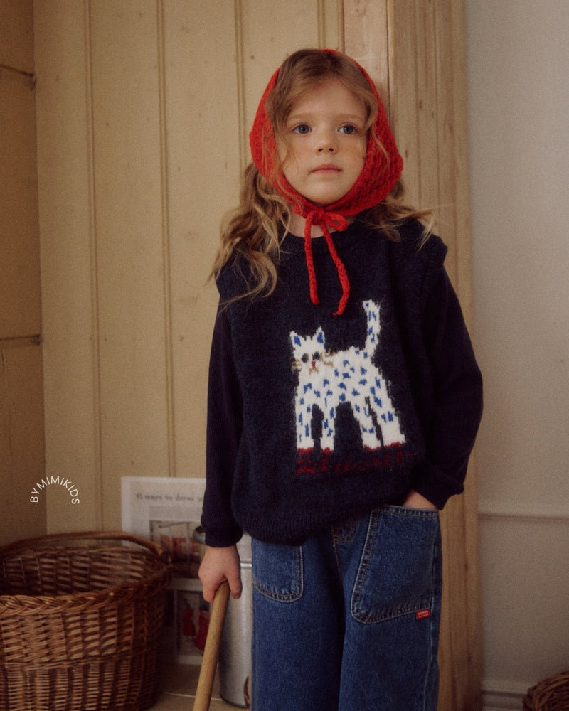 by mimi  / cat knit vest【for kids,Jr. 】