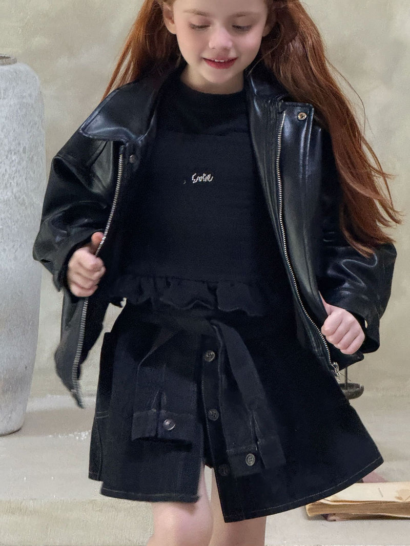 otaly / black denim skirt【for kids , jr】(no.5731)