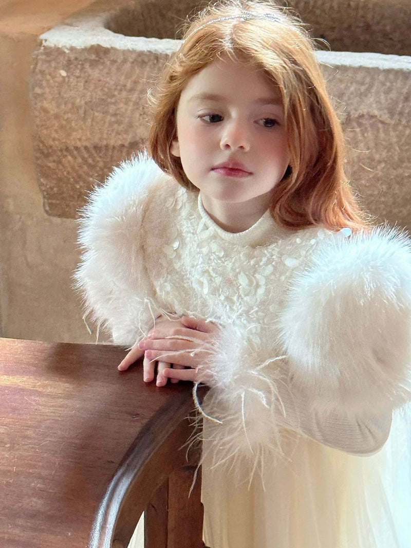 otaly / fur tulle dress【for kids , jr】