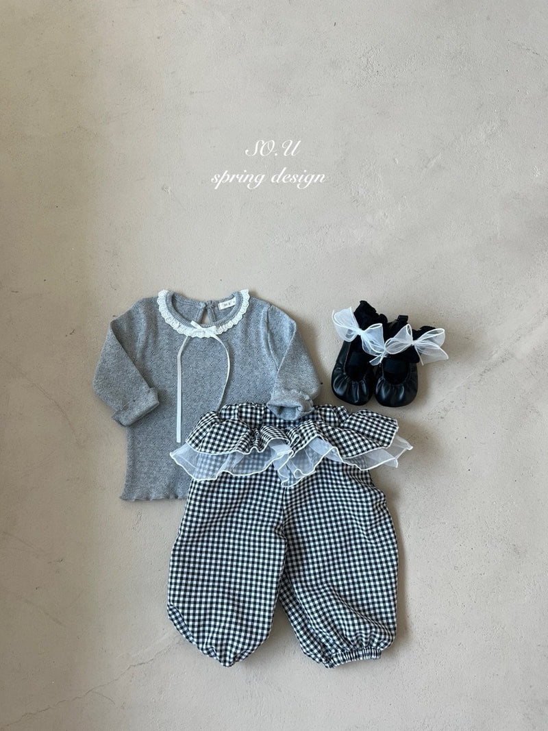 so.u  / check frill pants【for baby,  kids】