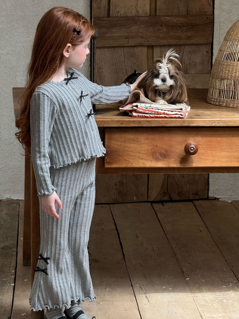 otaly / ribbon cardigan pants set【for kids , jr】(no.5699)