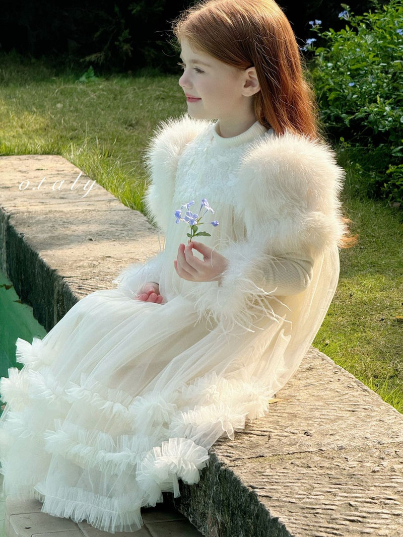 otaly / fur tulle dress【for kids , jr】