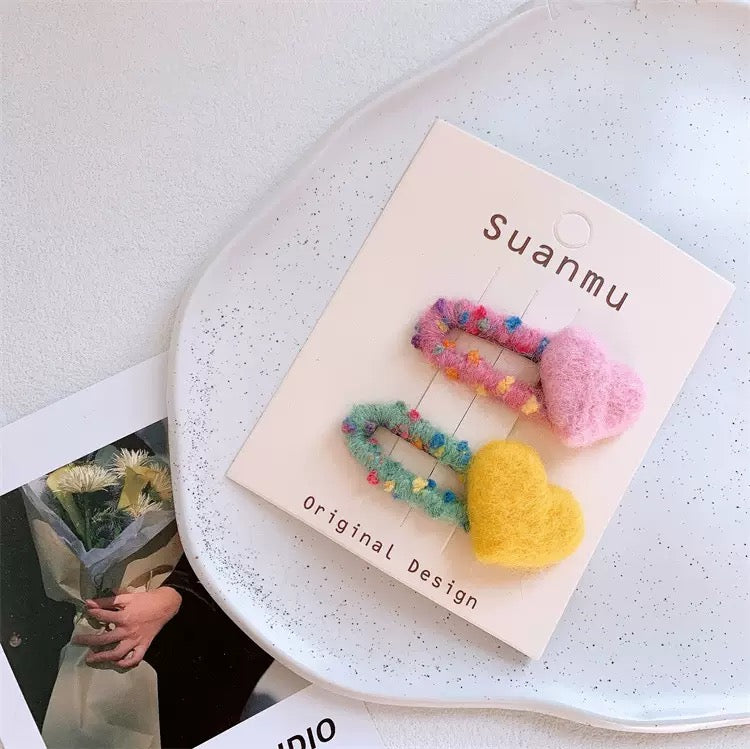 即納 fluffy heart clip（2peace set）