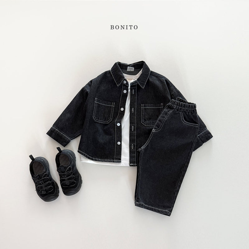 bonito / denim stitch shirt【for kids&Jr.】