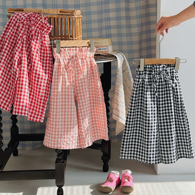 straight check wide pants【for kids , jr. 】