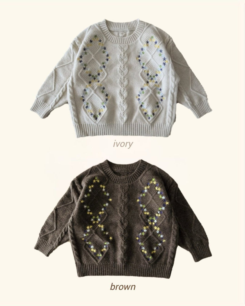 by mimi  / mini embroidery knit mtm【for kids , jr】