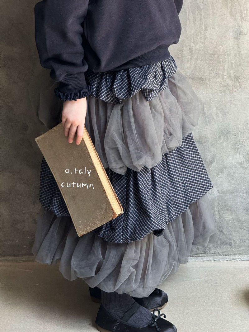 otaly / sheer check skirt【for kids , jr】(no.5721)