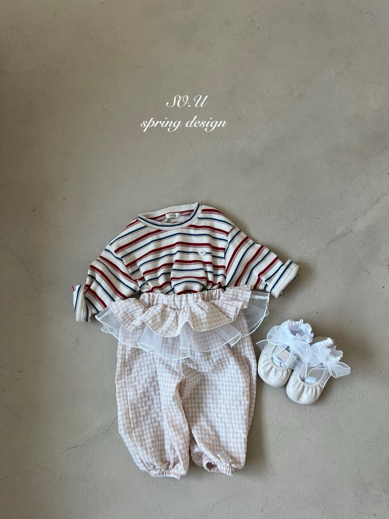 so.u  / check frill pants【for baby,  kids】