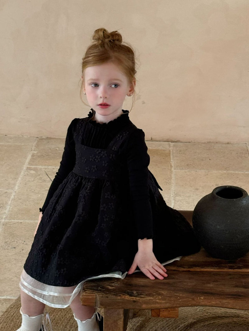 otaly / black jacquard sleeveles skirt【for kids , jr】