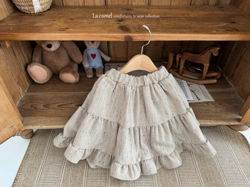 la camel  / tweed skirt【for  kids】