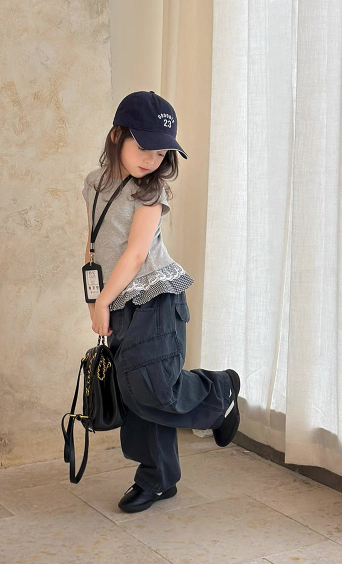 lace  check t-shirt 【for kids,Jr.& mom】