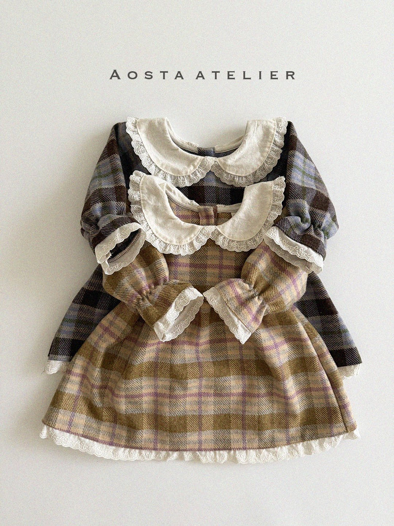 aosta / wool  check dress